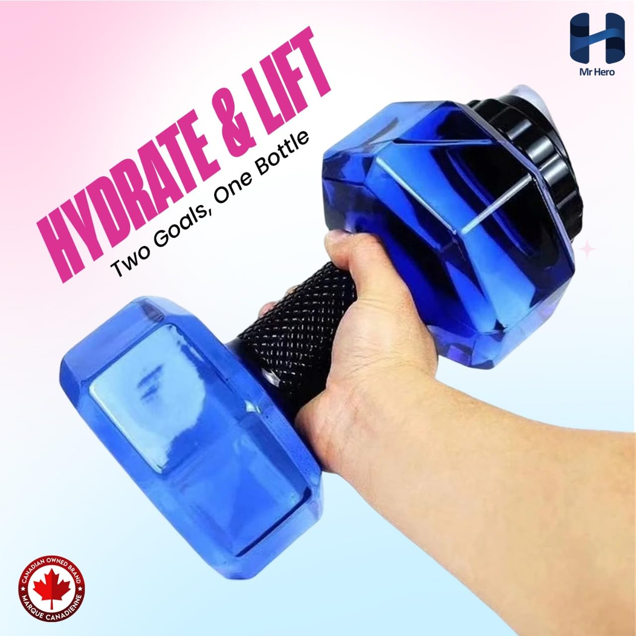 Mr Hero Dumbbell Water Bottle – 2.2L Large Gym Water Jug, Leakproof BPA-Free Fitness Water Bottle for Workout, Sports & Daily Hydration