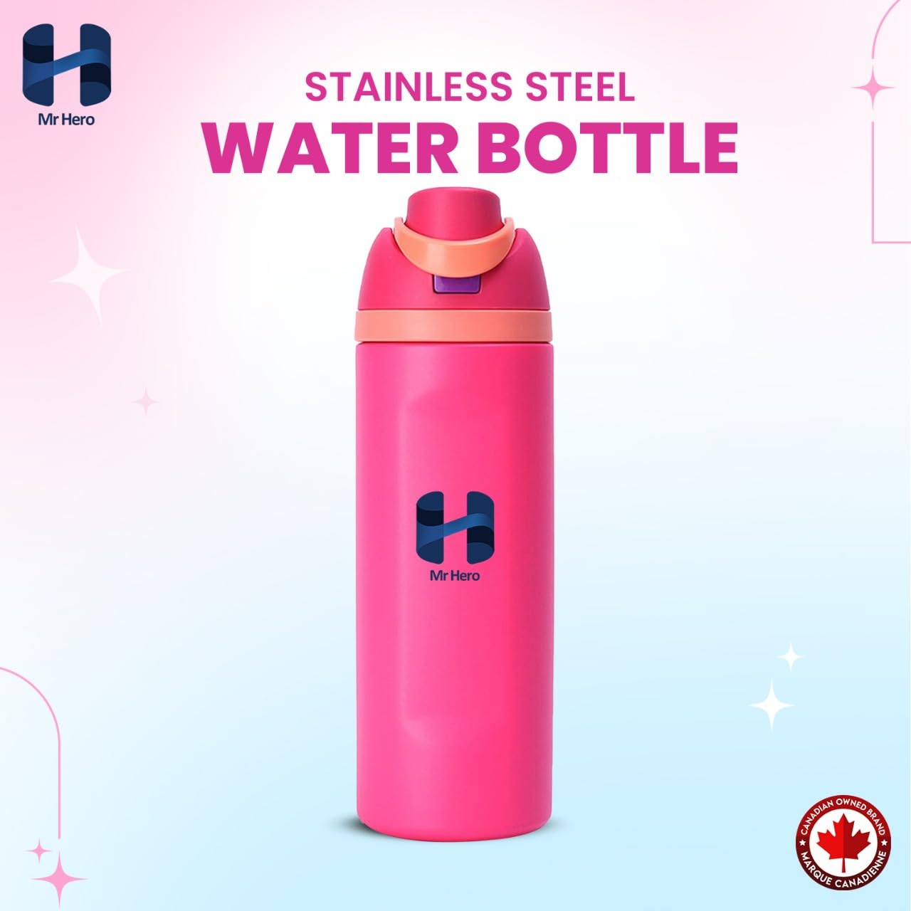 Mr Hero FreeSip Insulated Stainless Steel Water Bottle with Straw – BPA-Free Sports Water Bottle for Travel, Gym & Outdoor Use – 32oz & 24oz