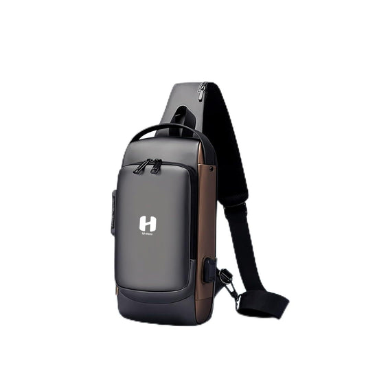 Mr Hero Travel Anti-Theft Bag with Lock – Waterproof Crossbody Shoulder Bag with USB Charging Port, RFID Pocket & Hidden Zipper – Travel Chest Bag/Off-Shoulder Anti-Theft Crossbody Bag for Men