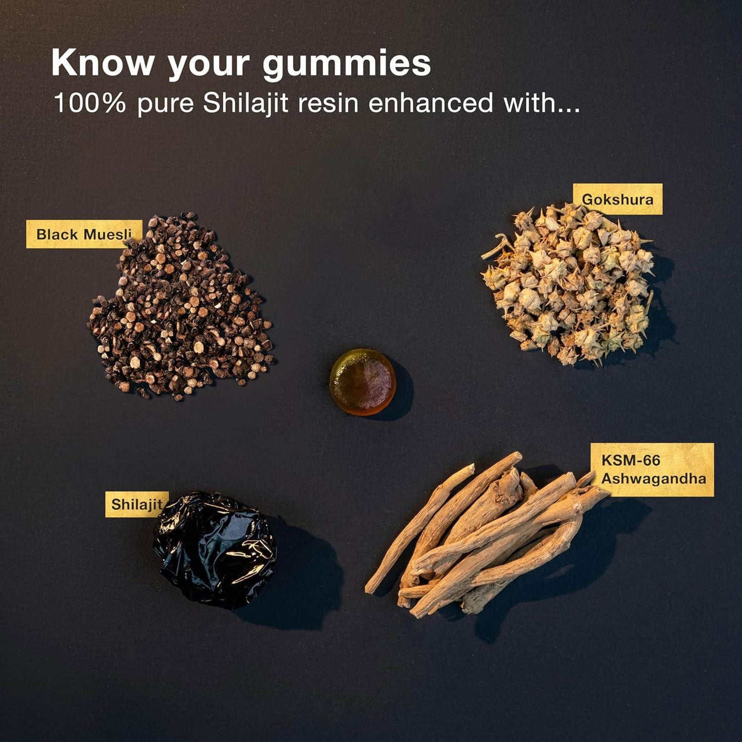 Mr Hero Shilajit Gummies – Organic Himalayan Shilajit Gummies Gold 3000mg – Energy, Stamina & Strength Support for Men & Women – Natural Herbal Supplement – 60 Gummies