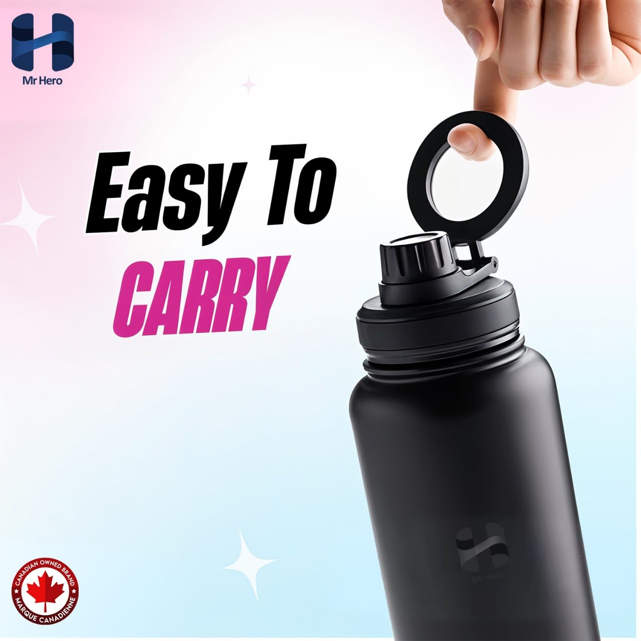 Mr Hero Water Bottle with Magnetic Phone Holder – MagSafe Compatible for All Phones – Stainless Steel, Leakproof, Insulated Water Bottle – Ideal for Sports, Yoga, Pilates & Content Creation