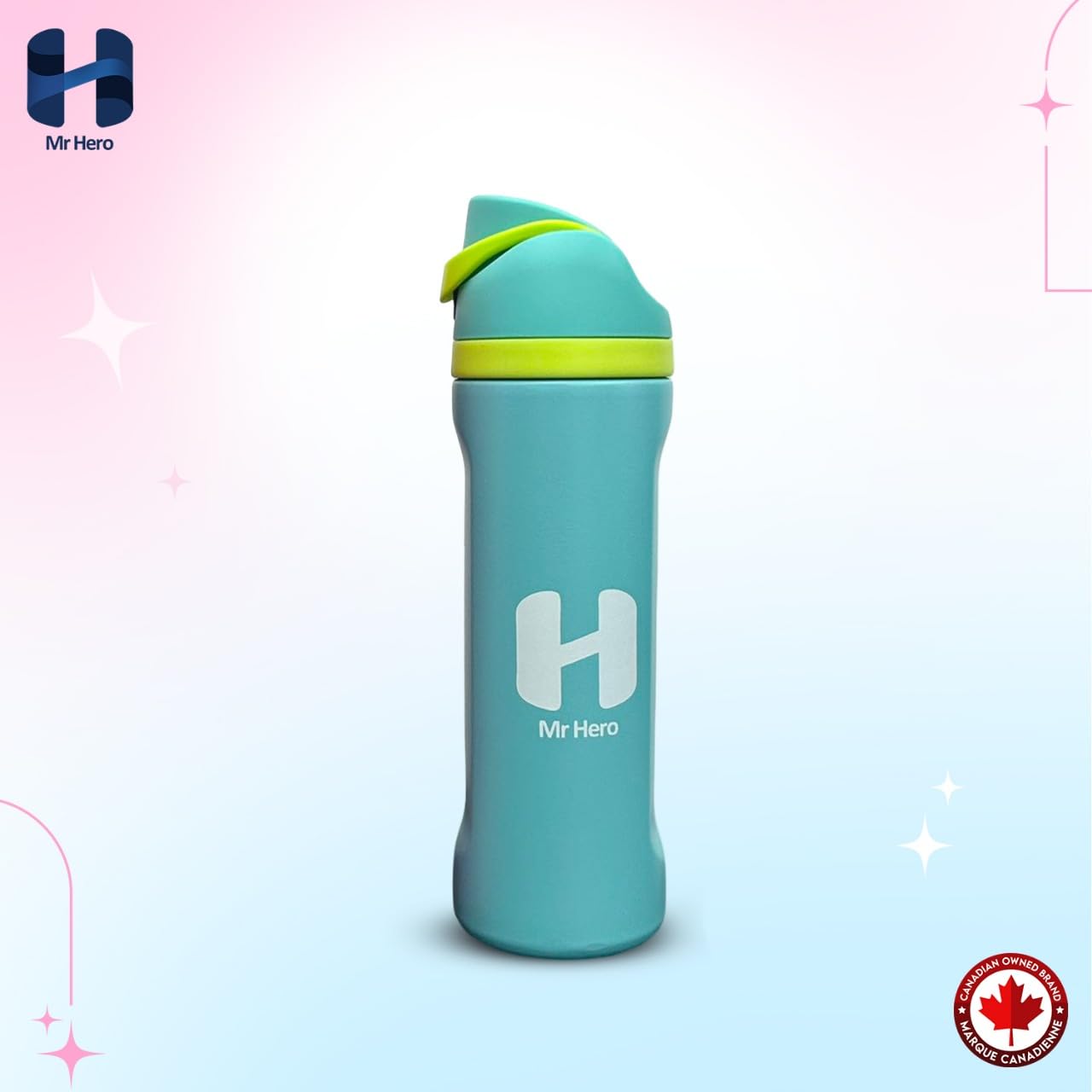 Mr Hero FreeSip Insulated Stainless Steel Water Bottle with Straw – BPA-Free Sports Water Bottle for Travel, Gym & Outdoor Use – 32oz & 24oz (Light Blue, 24Oz)