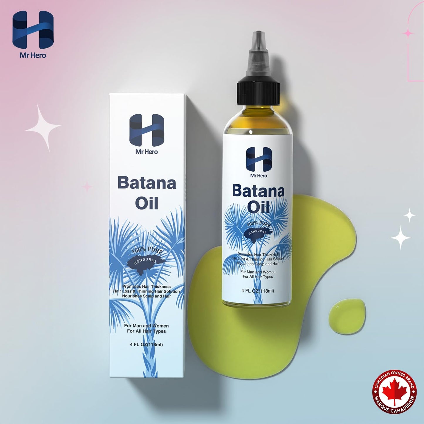 Mr Hero Batana Hair Oil – 100% Pure & Raw Oil For Hair – Natural Hair Oil for Growth, Thicker, Stronger & Healthier Hair – Cold Pressed, Unrefined Premium Hair Oil