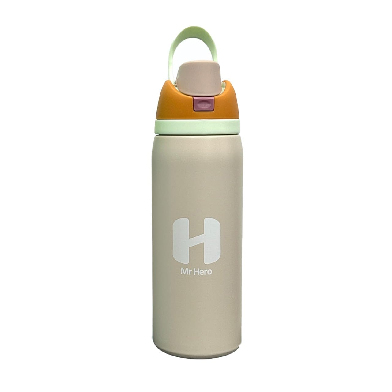 Mr Hero FreeSip Insulated Stainless Steel Water Bottle with Straw – BPA-Free Sports Water Bottle for Travel, Gym & Outdoor Use – 32oz & 24oz (Tan, 24Oz)