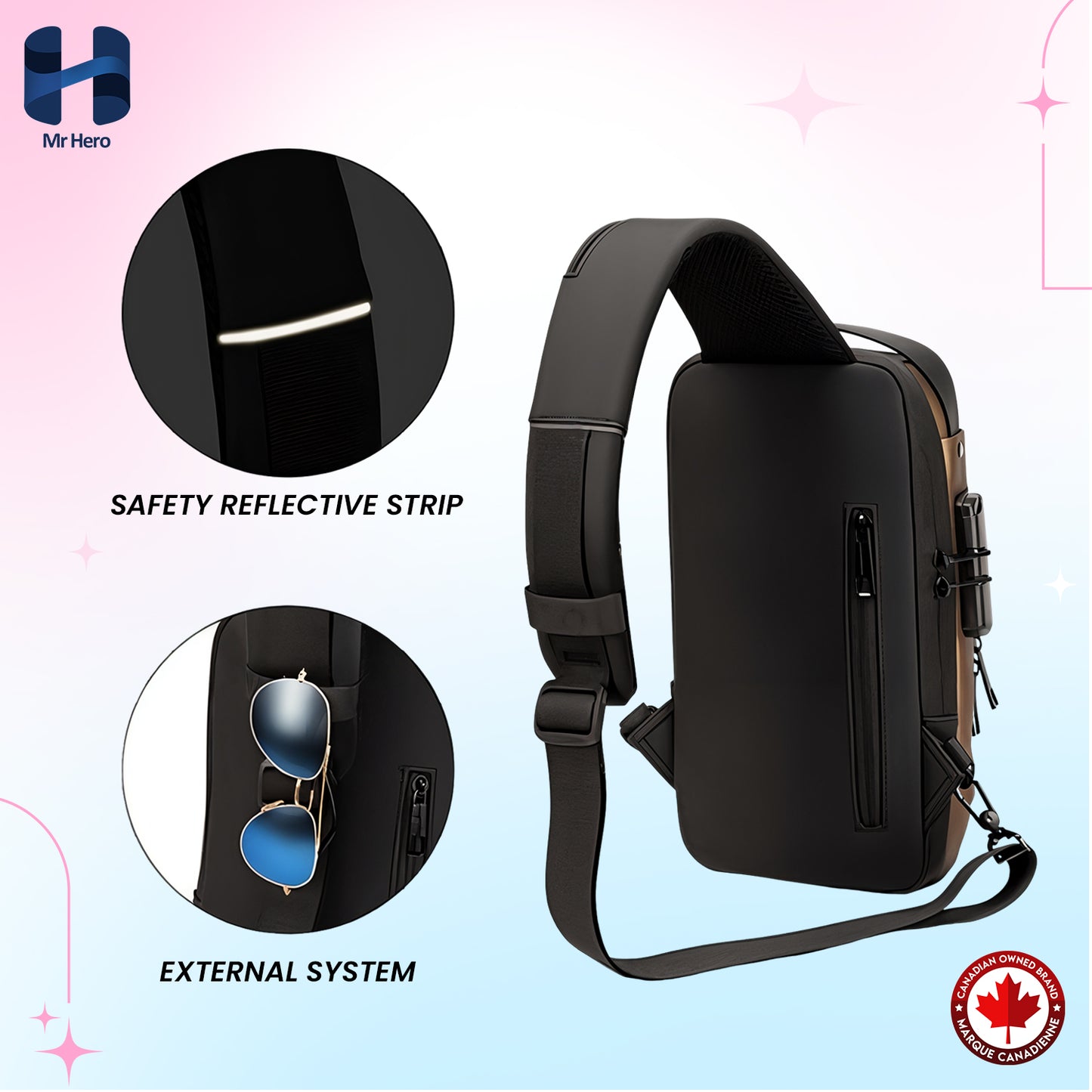 Mr Hero Waterproof Sling Bag – Lightweight, stylish, durable crossbody for travel, gym, daily use, adjustable strap, water-resistant, spacious compartments, perfect for men and women