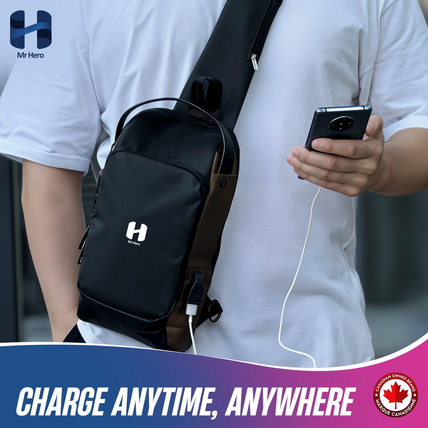 Mr Hero Waterproof Sling Bag – Lightweight, stylish, durable crossbody for travel, gym, daily use, adjustable strap, water-resistant, spacious compartments, perfect for men and women