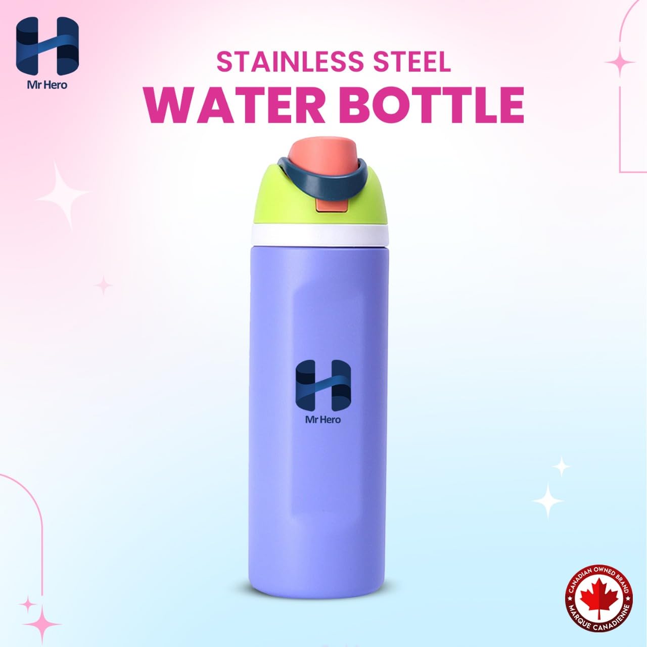 Mr Hero FreeSip Insulated Stainless Steel Water Bottle with Straw – BPA-Free Sports Water Bottle for Travel, Gym & Outdoor Use – 32oz & 24oz