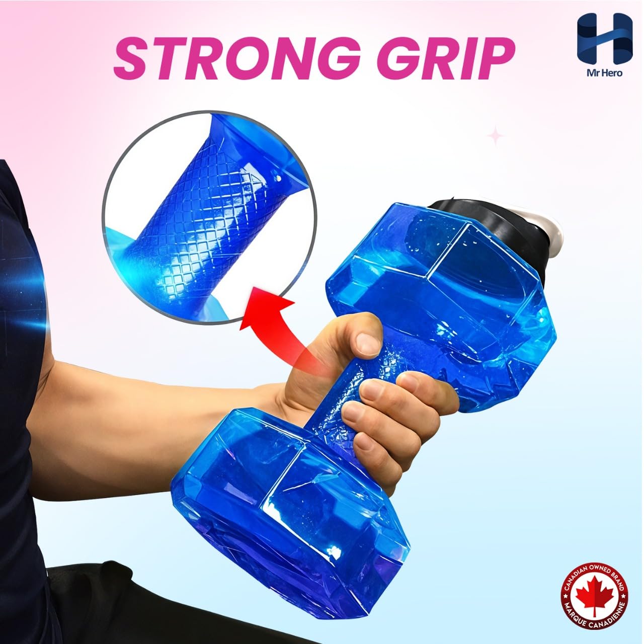 Mr Hero Dumbbell Water Bottle – 2.2L Large Gym Water Jug, Leakproof BPA-Free Fitness Water Bottle for Workout, Sports & Daily Hydration