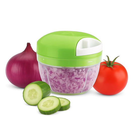 Mr Hero Manual Food Chopper – Hand-Pull Vegetable & Onion Chopper, Mini Manual Food Processor with 3 Stainless Steel Blades, BPA-Free 500 ml Bowl, No-Electricity, Easy-Clean