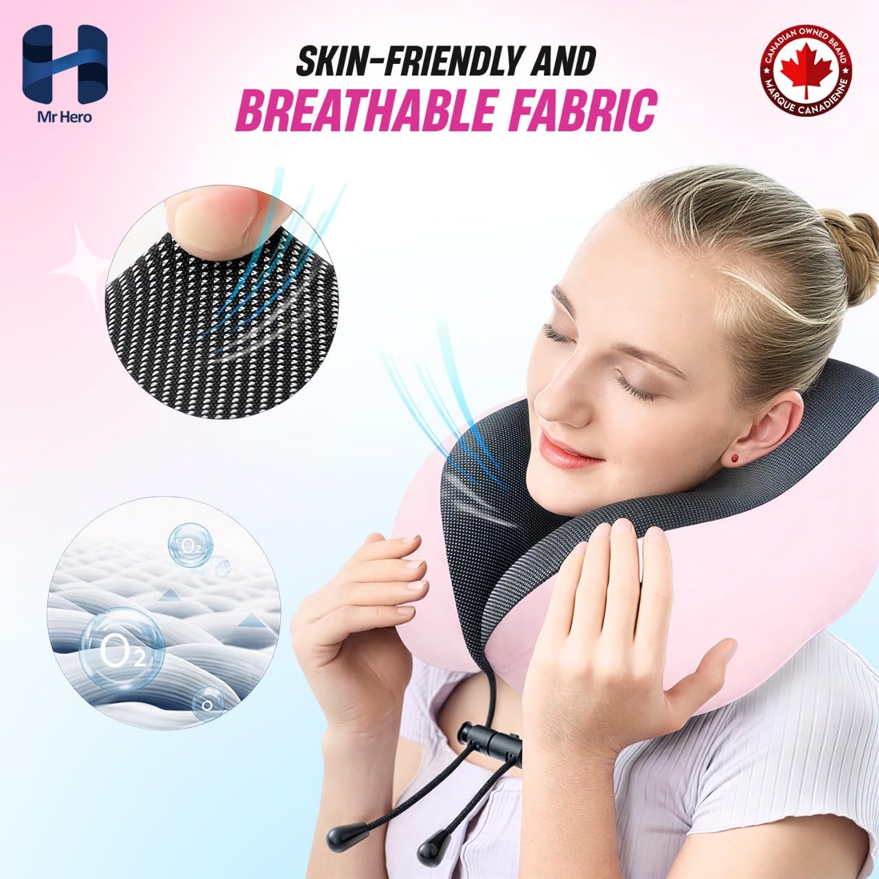 Mr Hero Neck Pillow with Hood – Travel Pillow with 360° Support & Shading Hoodie, Soft Memory Foam Airplane Pillow for Flight, Car & Office Naps – Portable Lightweight Design