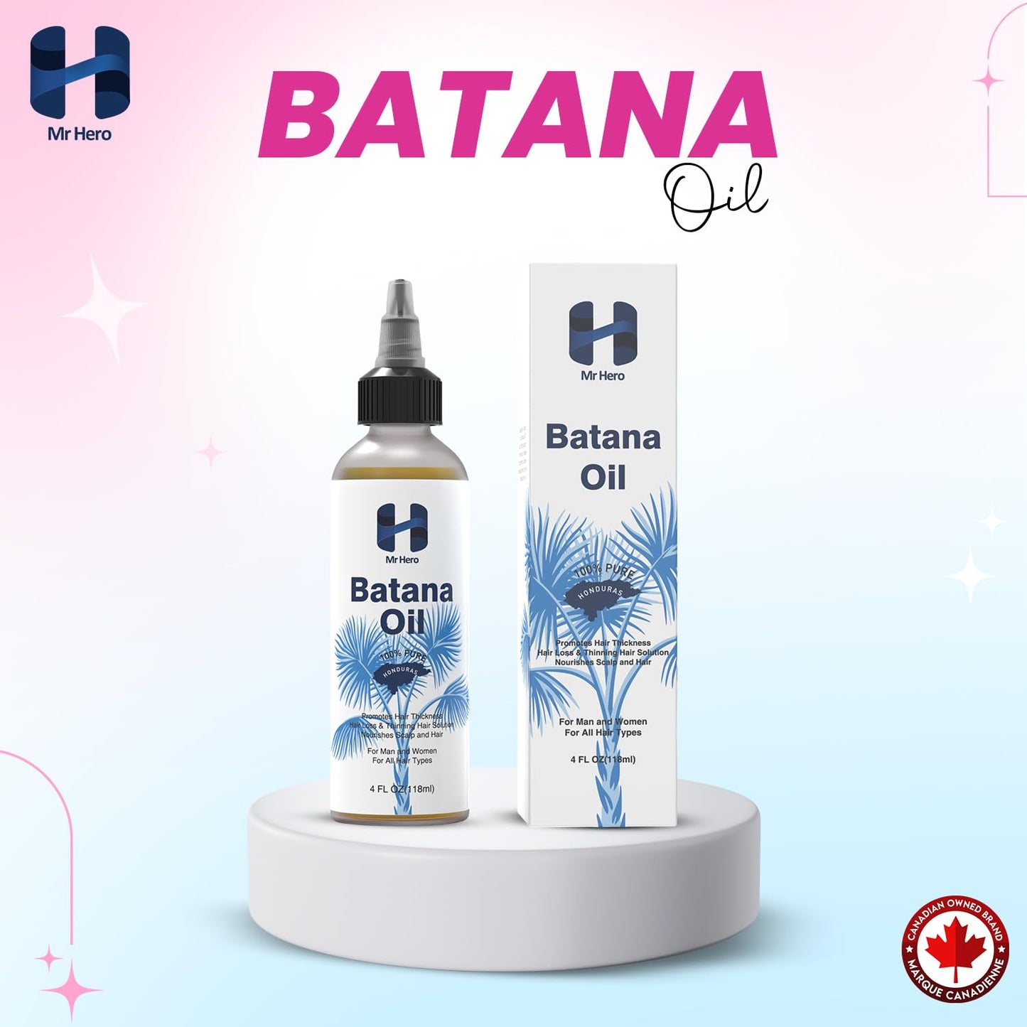 Mr Hero Batana Hair Oil – 100% Pure & Raw Oil For Hair – Natural Hair Oil for Growth, Thicker, Stronger & Healthier Hair – Cold Pressed, Unrefined Premium Hair Oil