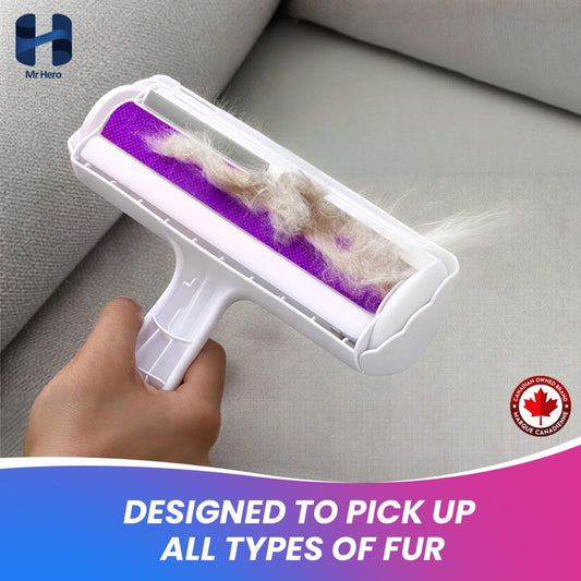 Mr Hero Pet Hair Remover Roller – Reusable Animal Fur Removal Brush for Dogs & Cats – Self-Cleaning Tool for Carpet, Furniture, Rugs, Clothes, Laundry, Bedding & Sofa